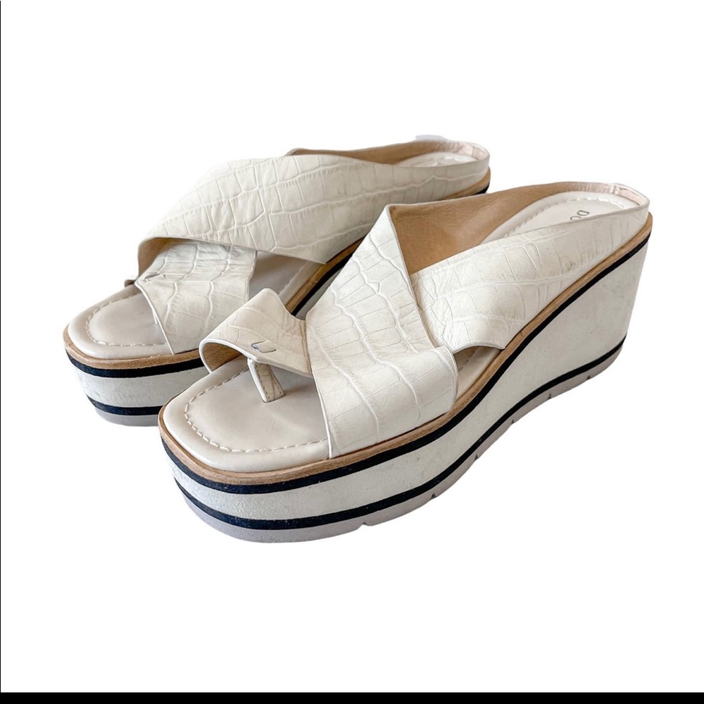 Donald J. Pliner - Arya wedge croc cream sandals 7.5